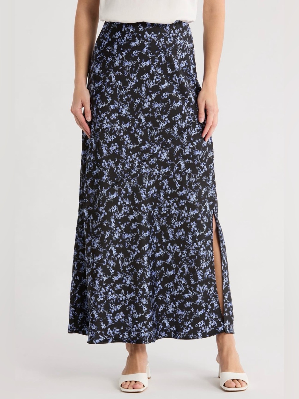 NWOT Melrose and Market Floral Satin Maxi Skirt